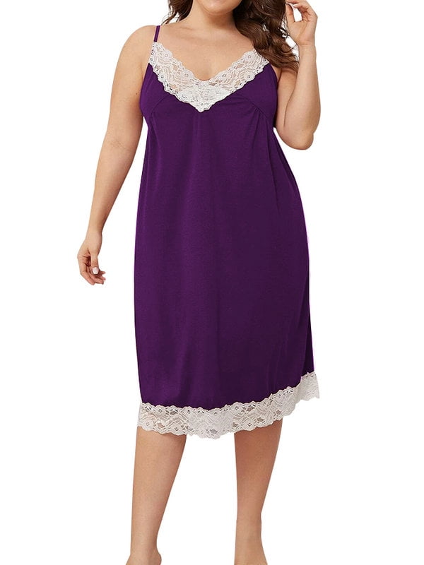 Lilylll Womens Plus Size Sleepwear Gown Spaghetti Strap Lace Lingerie Nightdress Walmart