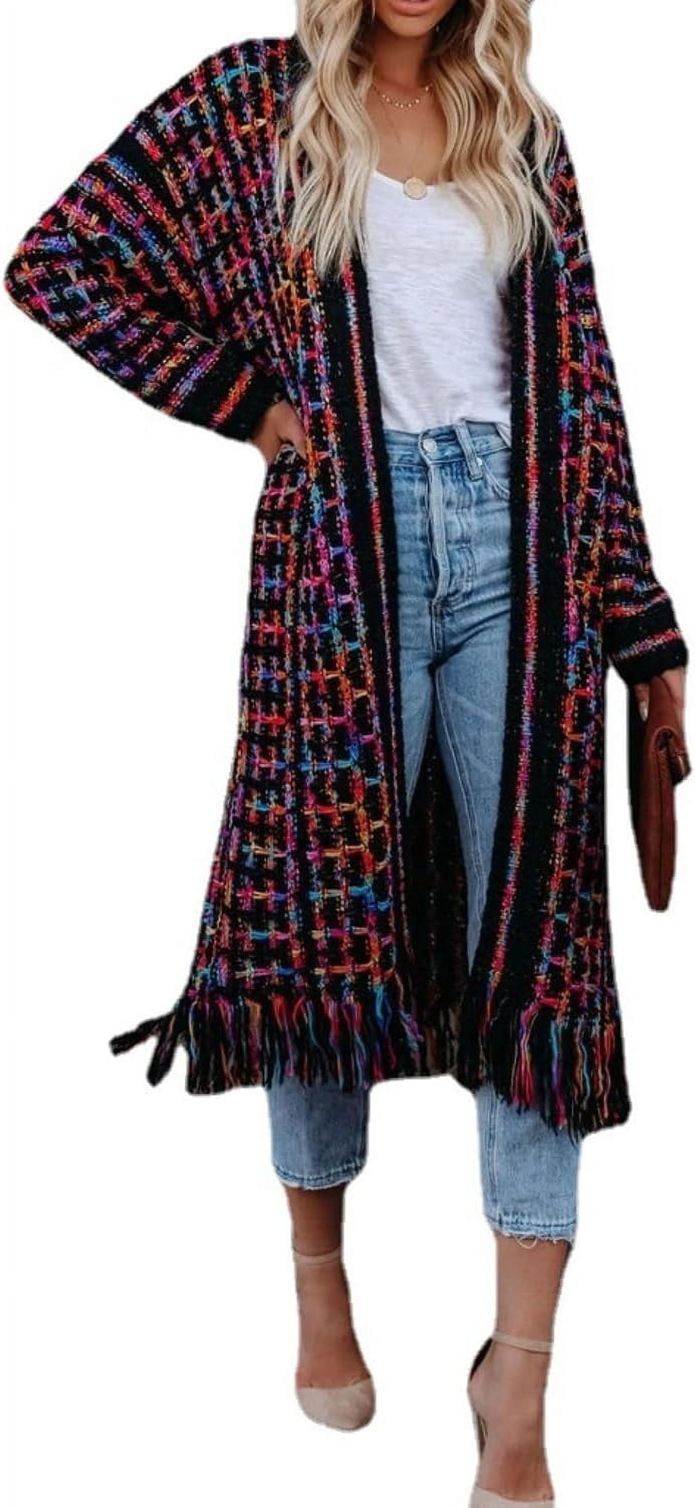 LinYooLi Women Boho Cardigan Sweater Long Open Front Western Aztec