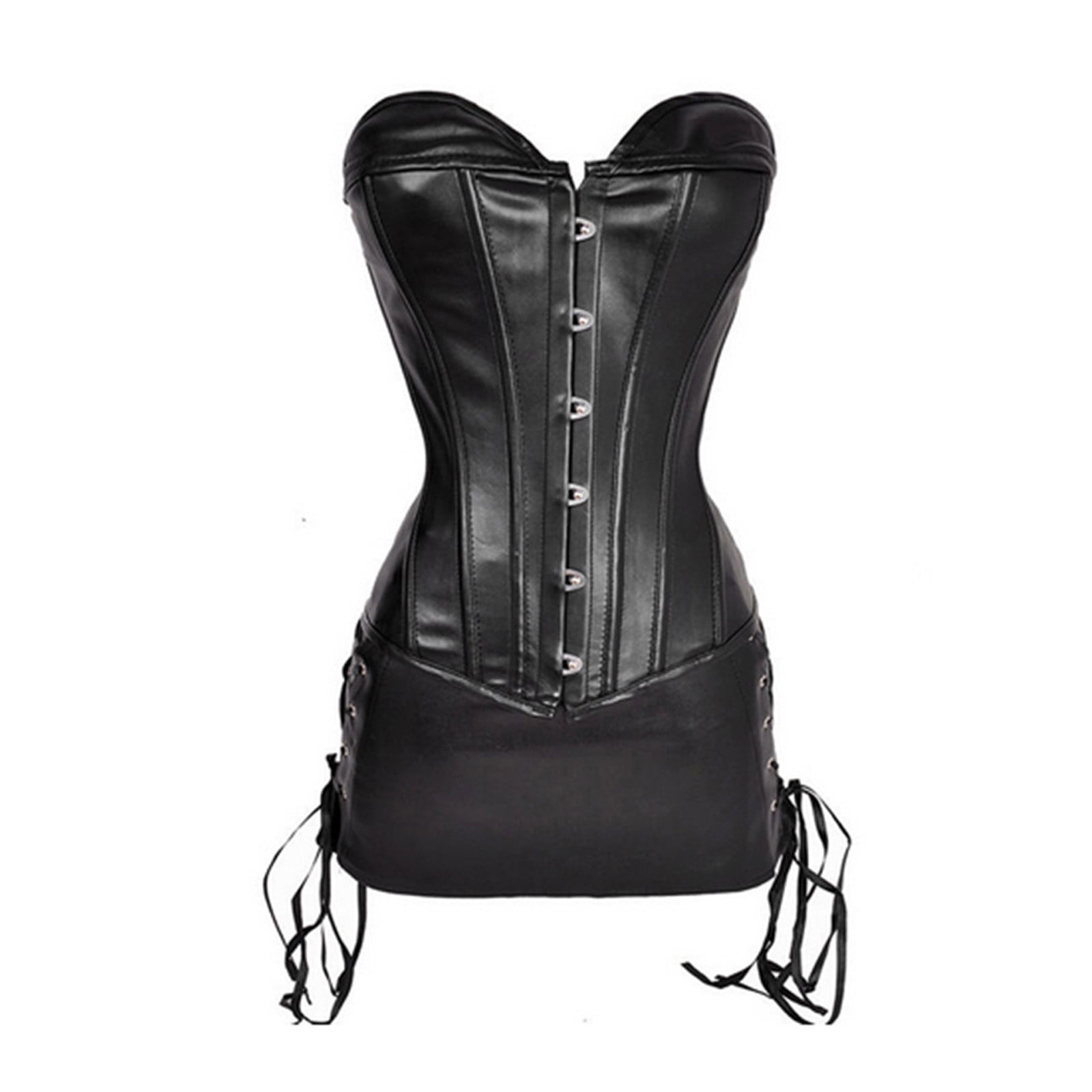 Lovskoo 2024 Corset Tops For Women Renaissance Corset Set Faux Leather