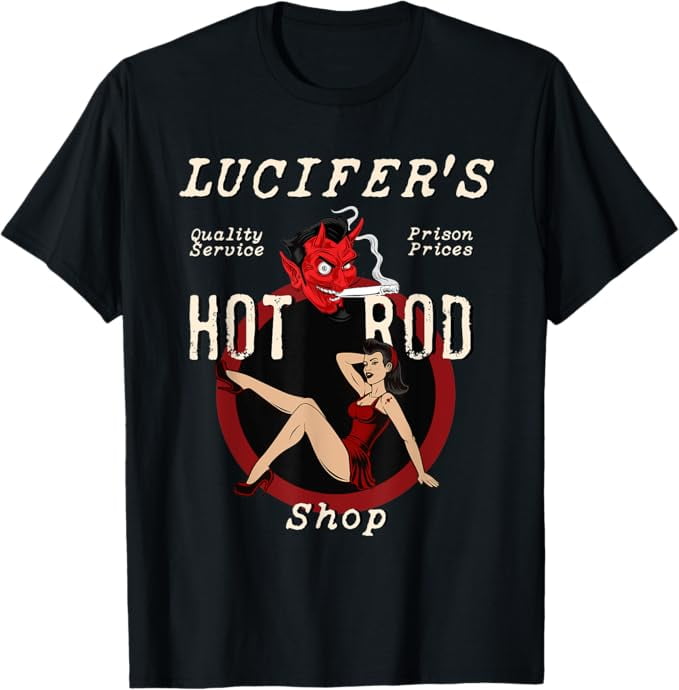 Lucifer S Hot Rod Shop Rockabilly Sexy Pinup Girl Retro T Shirt Walmart