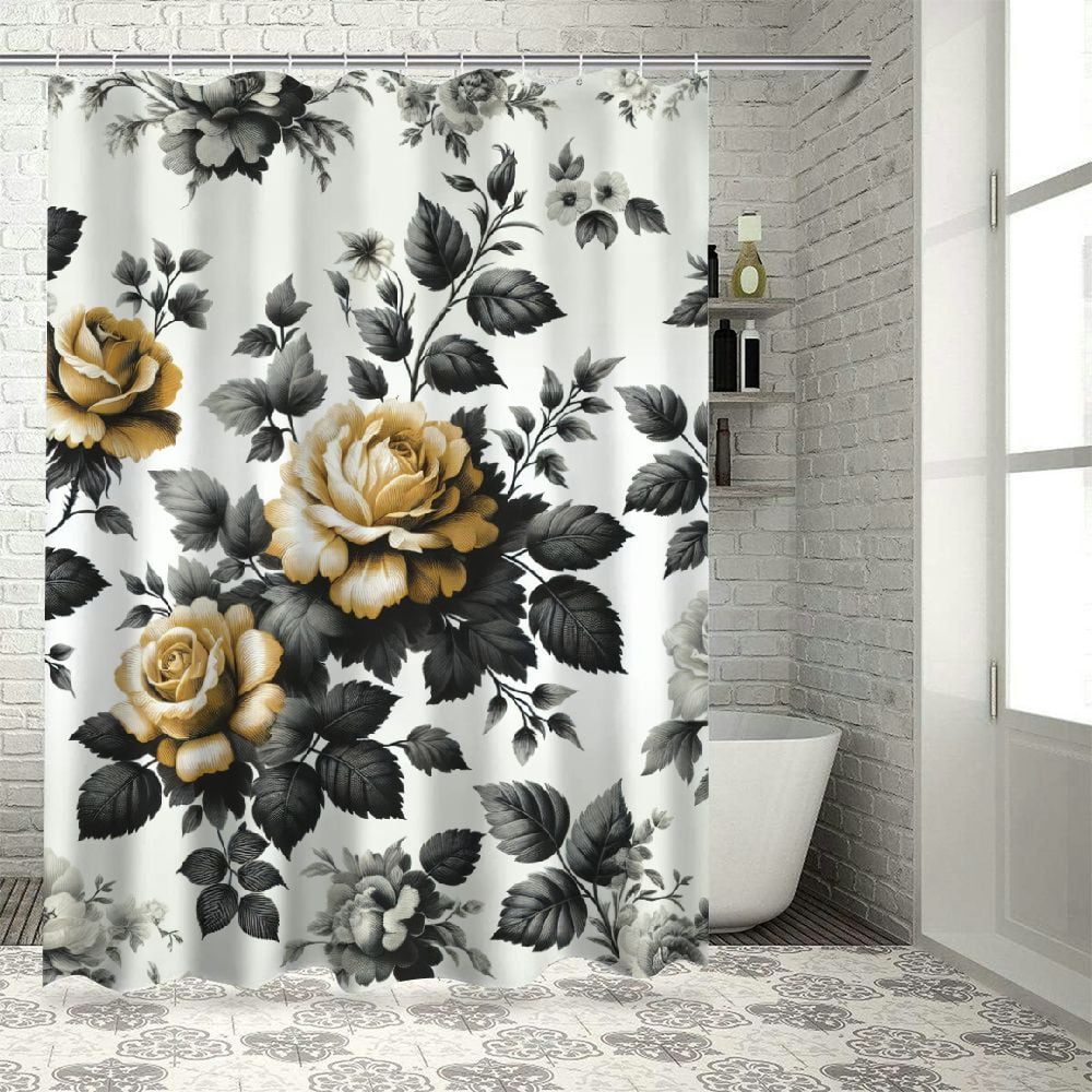 Lzatpd Floral Shower Curtain Romantic Rose Flower Bouquet Blooms