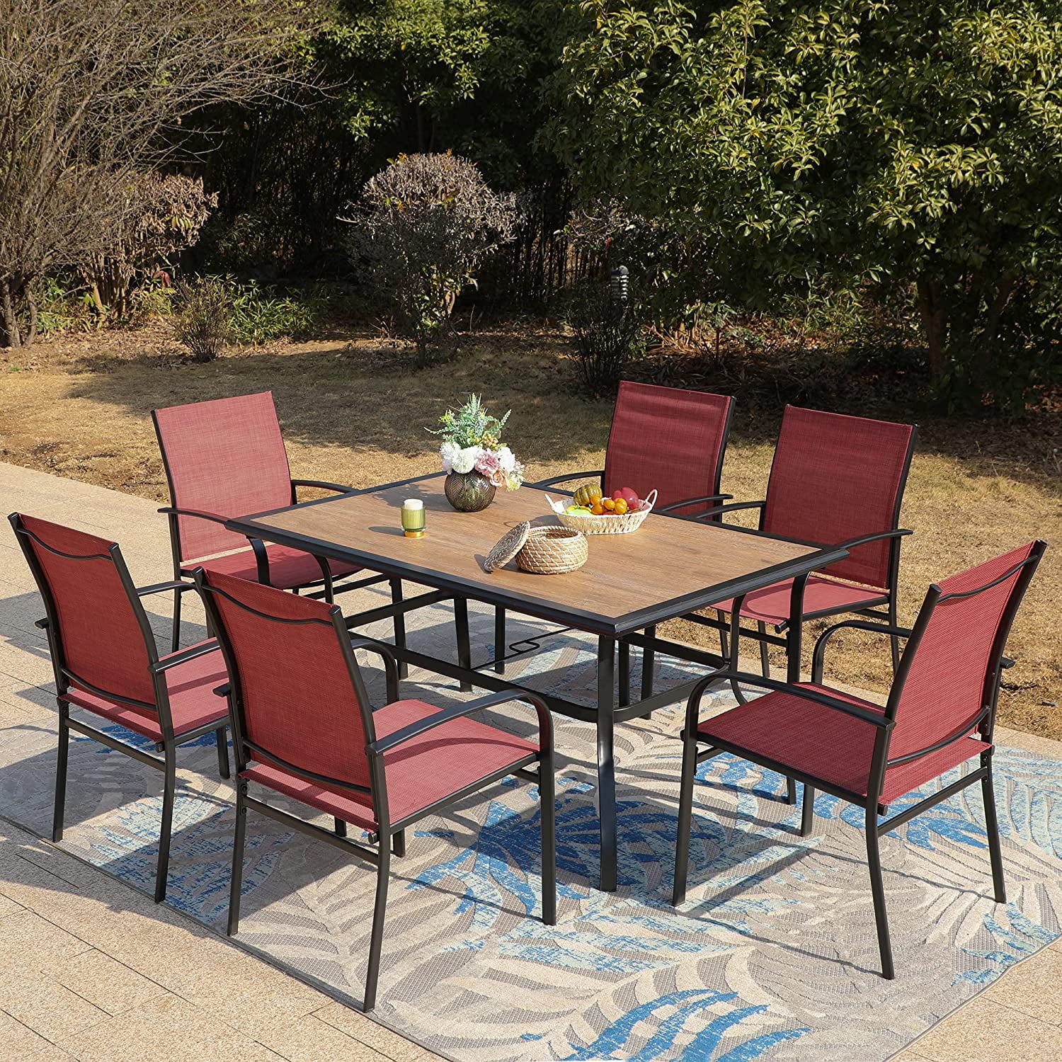 MIXPATIO Outdoor Patio Dining Set 7 Piece Furniture Set WithMetal Patio