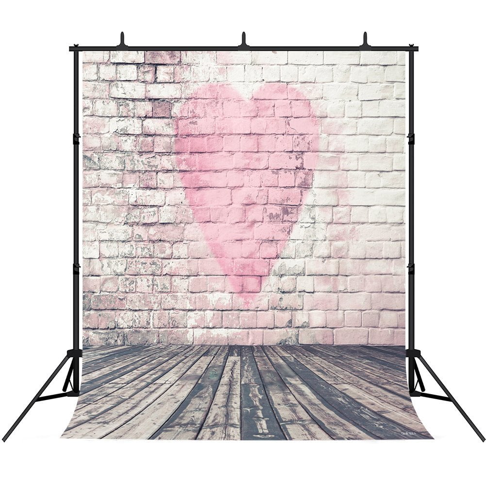 Mohome X Ft Dark Painted Wood Floor Photo Backdrop Love Heart Brick