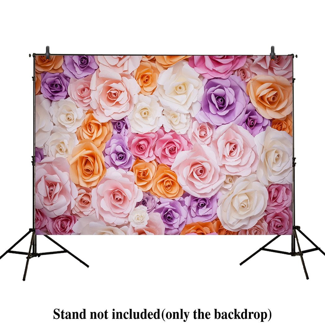 MOHome 7x5ft Photography Backdrop 3D Color Paper Flower Wall Gorgeous