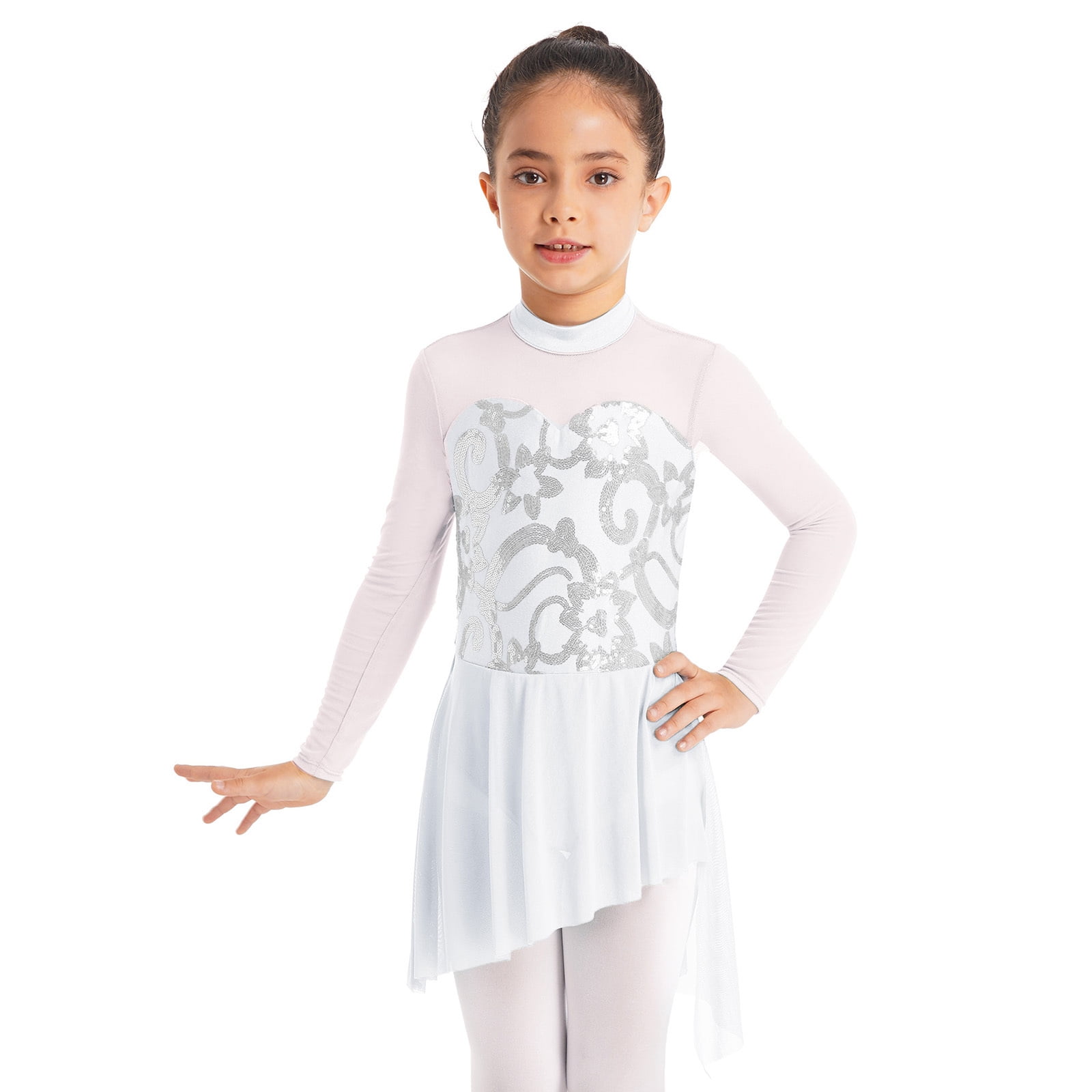 MSemis Girls Sequined Chiffon Ballet Lyrical Dance Dress Ballerina