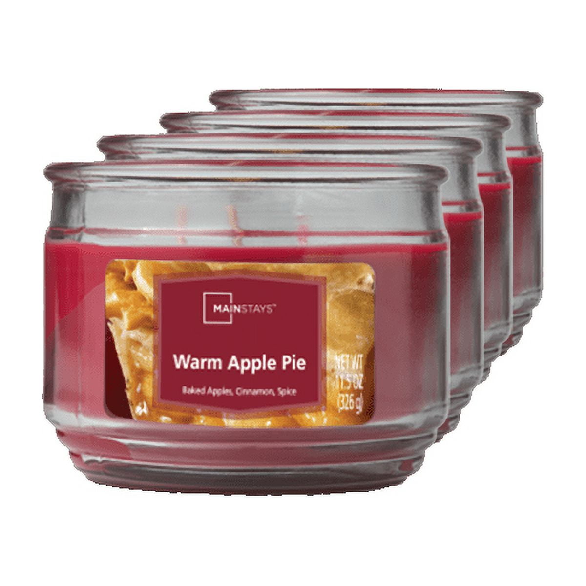 Mainstays Warm Apple Pie 3 Wick Scented Jar Candle 11 5 Oz 4 Pack