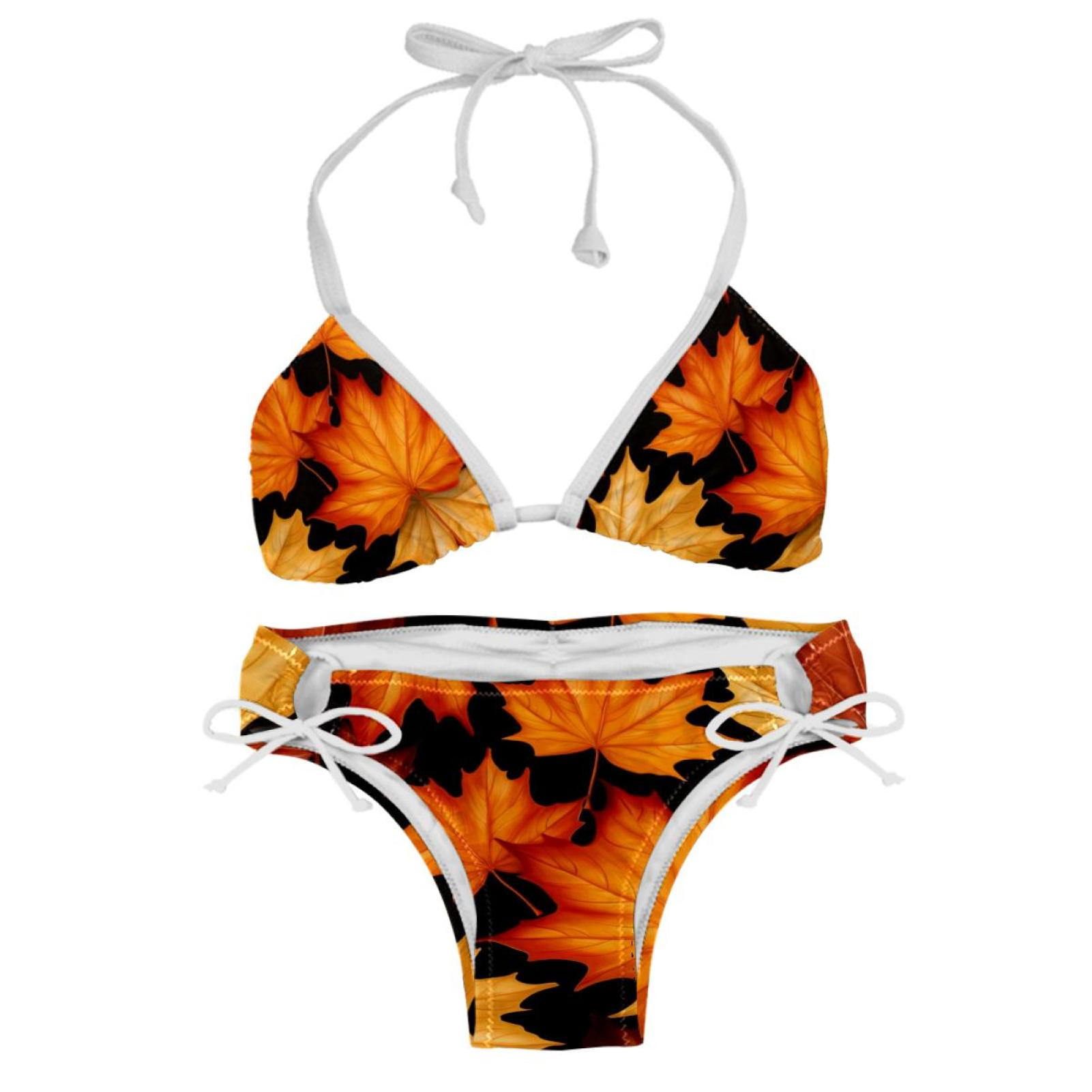 Maple Leaves Women S Swim Suit Bikini Set Pack With Detachable Sponge