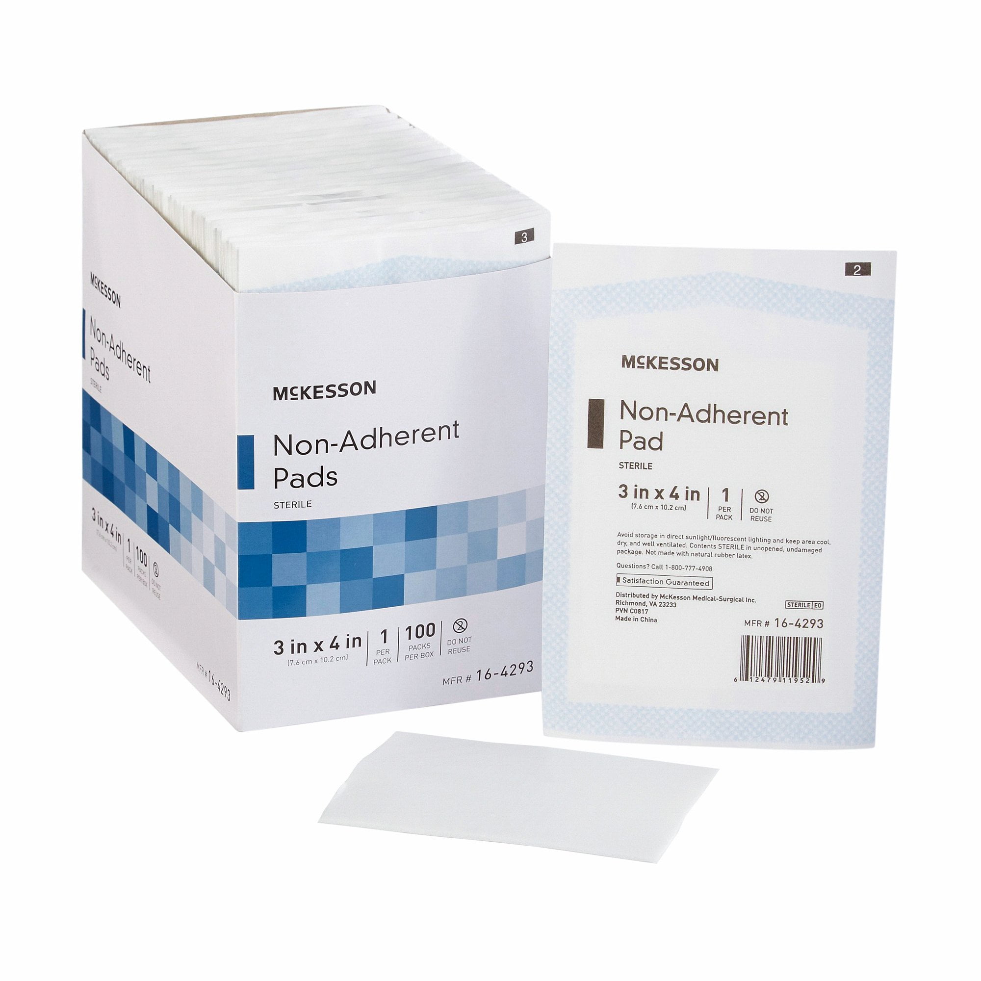 McKesson Non Adherent Dressing Pads Sterile Nylon And Polyester 3 In