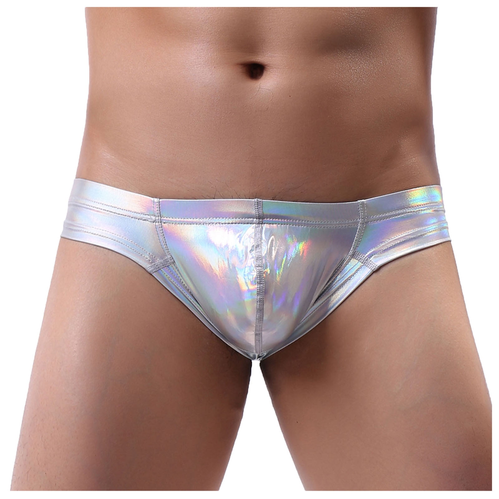 Mens Casual Shiny Bikini Briefs Solid Low Waist Bulge Pouch Underwear Sexy Soft Underpants