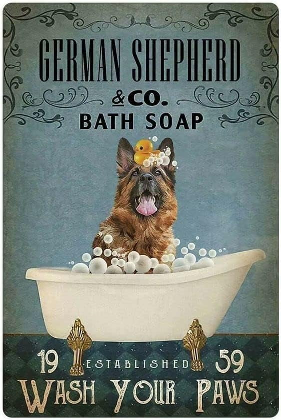 Metal Sign German Shepherd Co Bath Soap Wash Your Hooves Sign Vintage