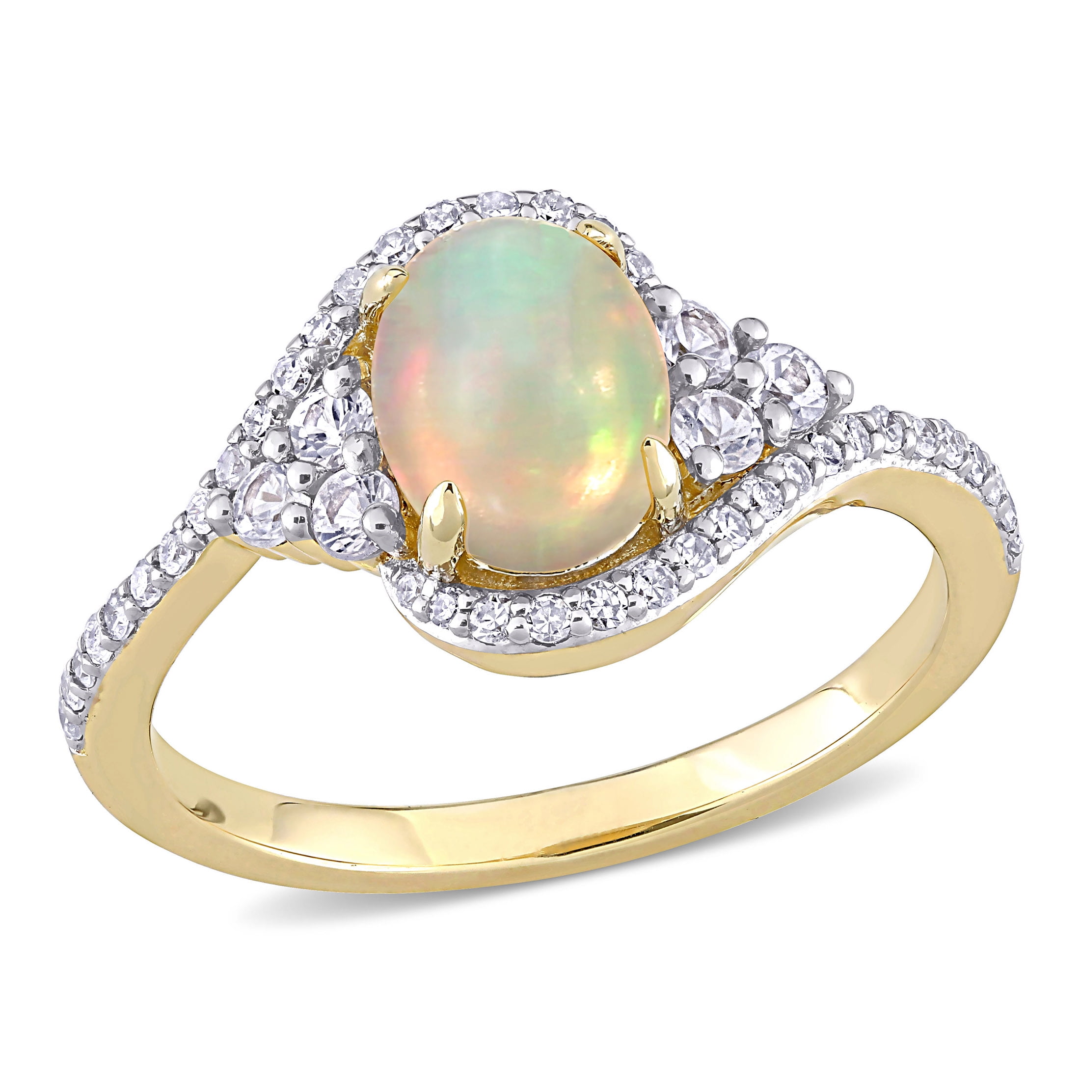 Miabella Women S Ct Yellow Ethiopian Opal Sapphire Diamond Kt