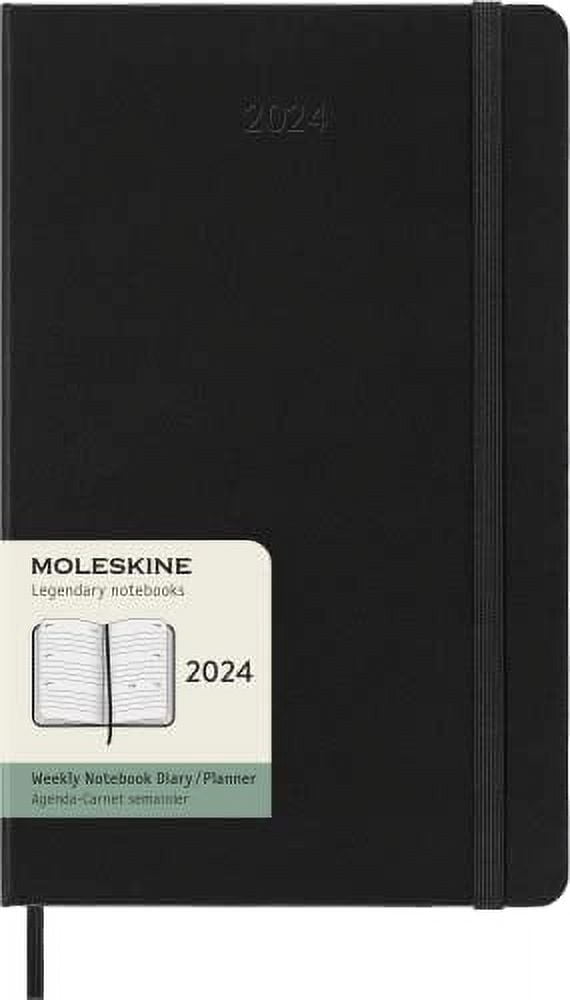 Moleskine 2024 Horizontal Weekly Planner 12M Large Black Hard Cover