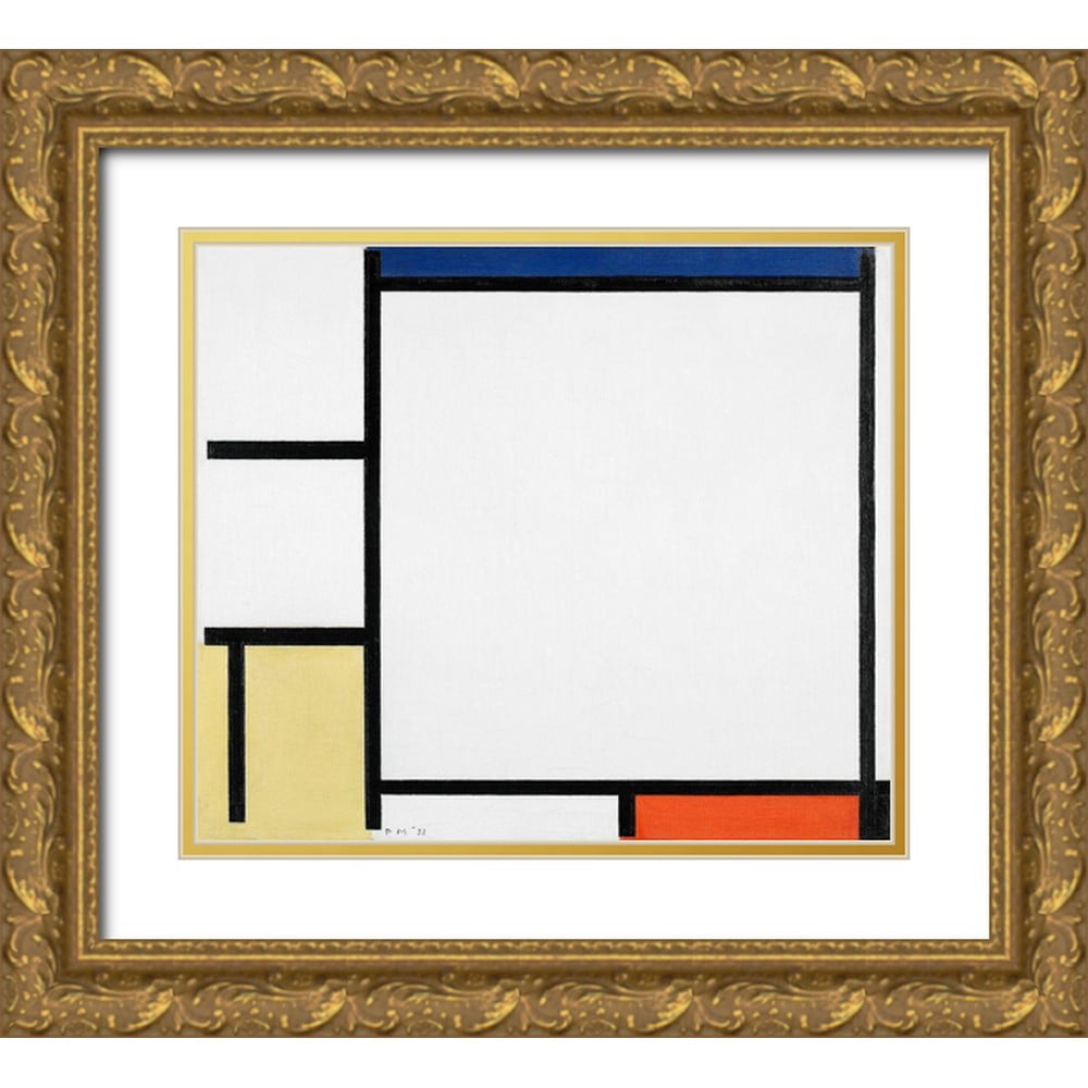 Mondrian Piet 17x15 Gold Ornate Wood Framed With Double Matting Museum