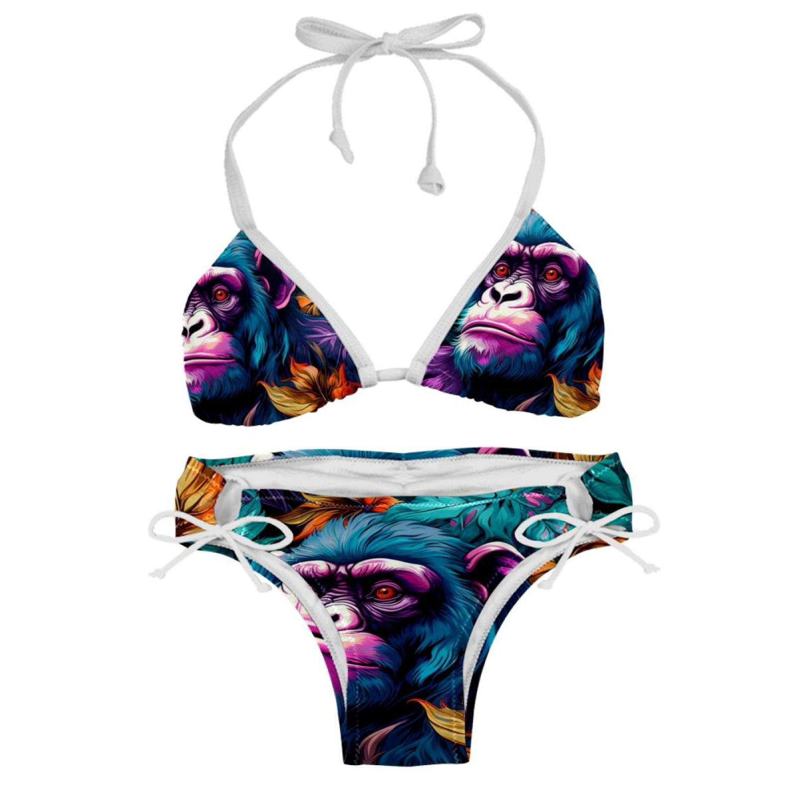 Monkey Detachable Sponge Adjustable Strap Bikini Set Two Pack Ideal