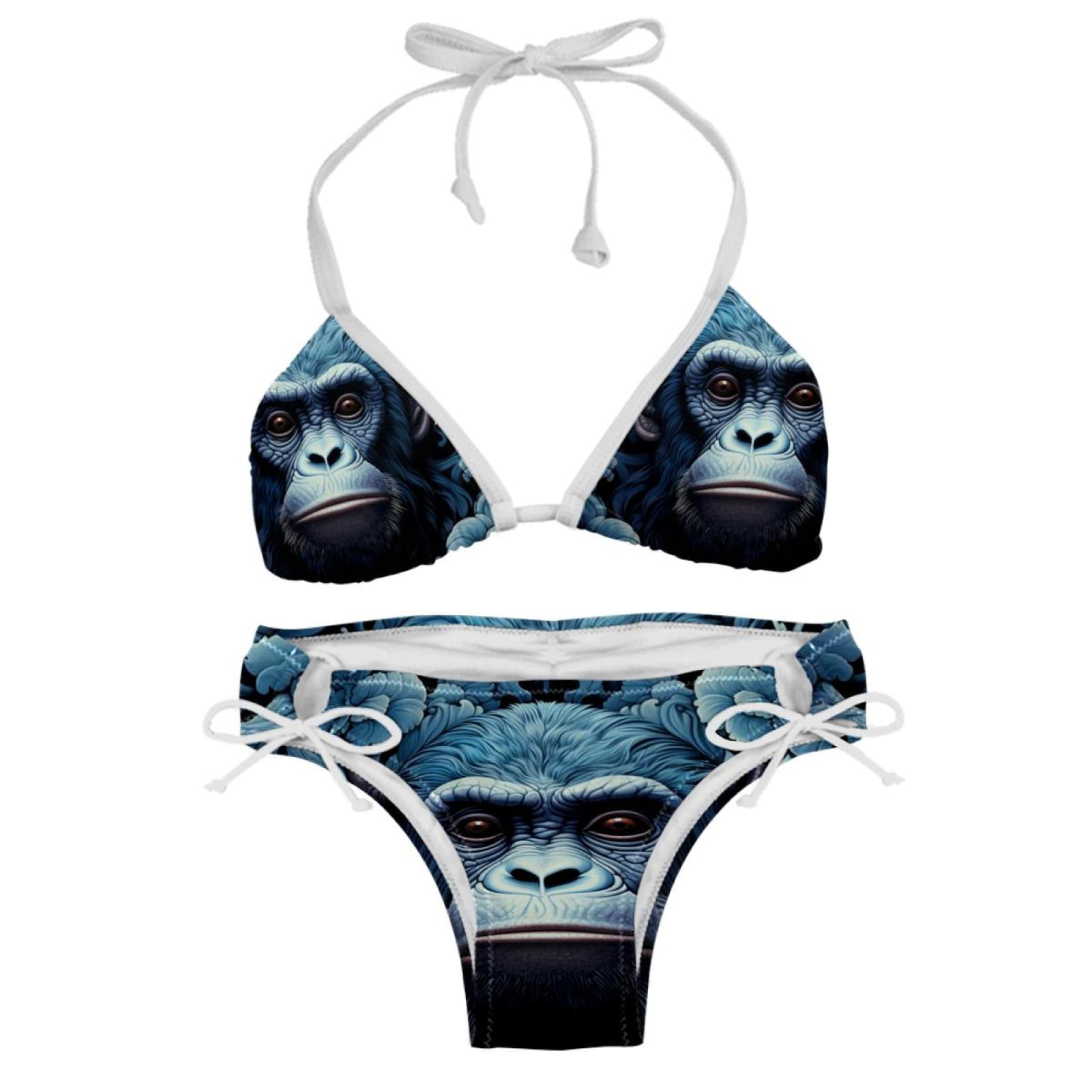 Monkey Women S Swim Suit Bikini Set With Detachable Sponge And