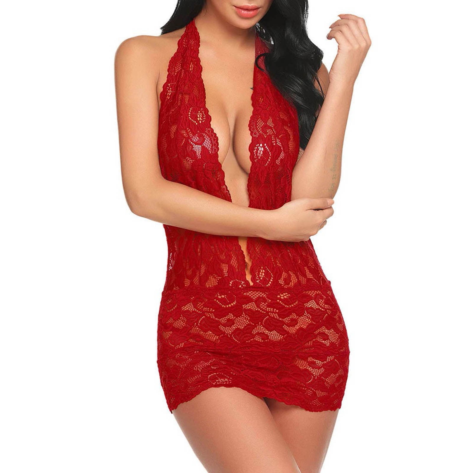 Munlar Floral Lace Women S Lingerie Sleepwear Sheer Thong Cami Dress