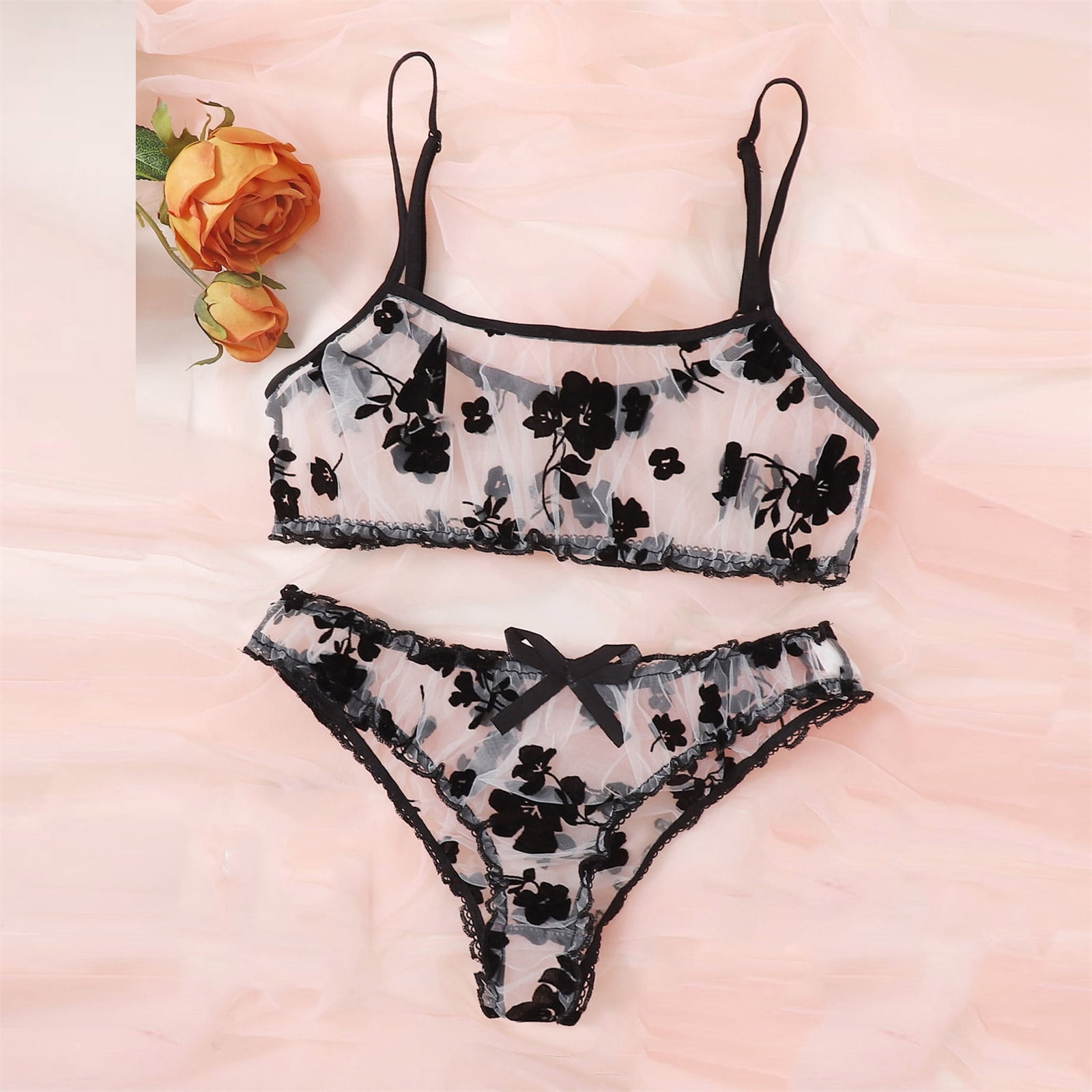 Munlar Floral Lace Women S Lingerie Sleepwear Sheer Underwear Set Sexy