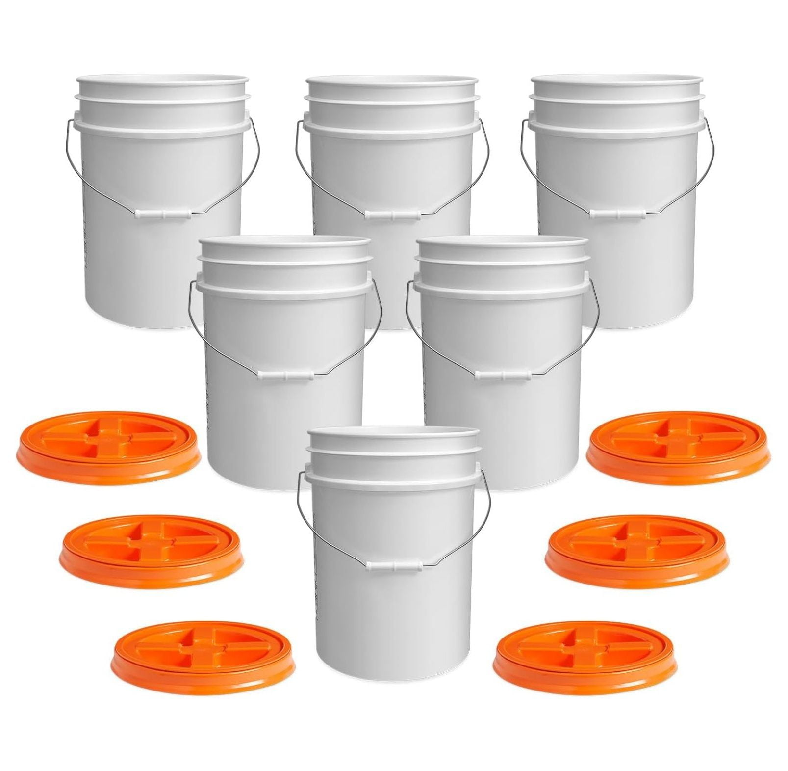 Nikozq Gallon White Bucket With Orange Gamma Seal Screw On Airtight