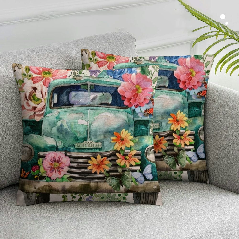 Nawypu Hello Spring Flowers Pillow Covers Rustic Farmhouse Decorative