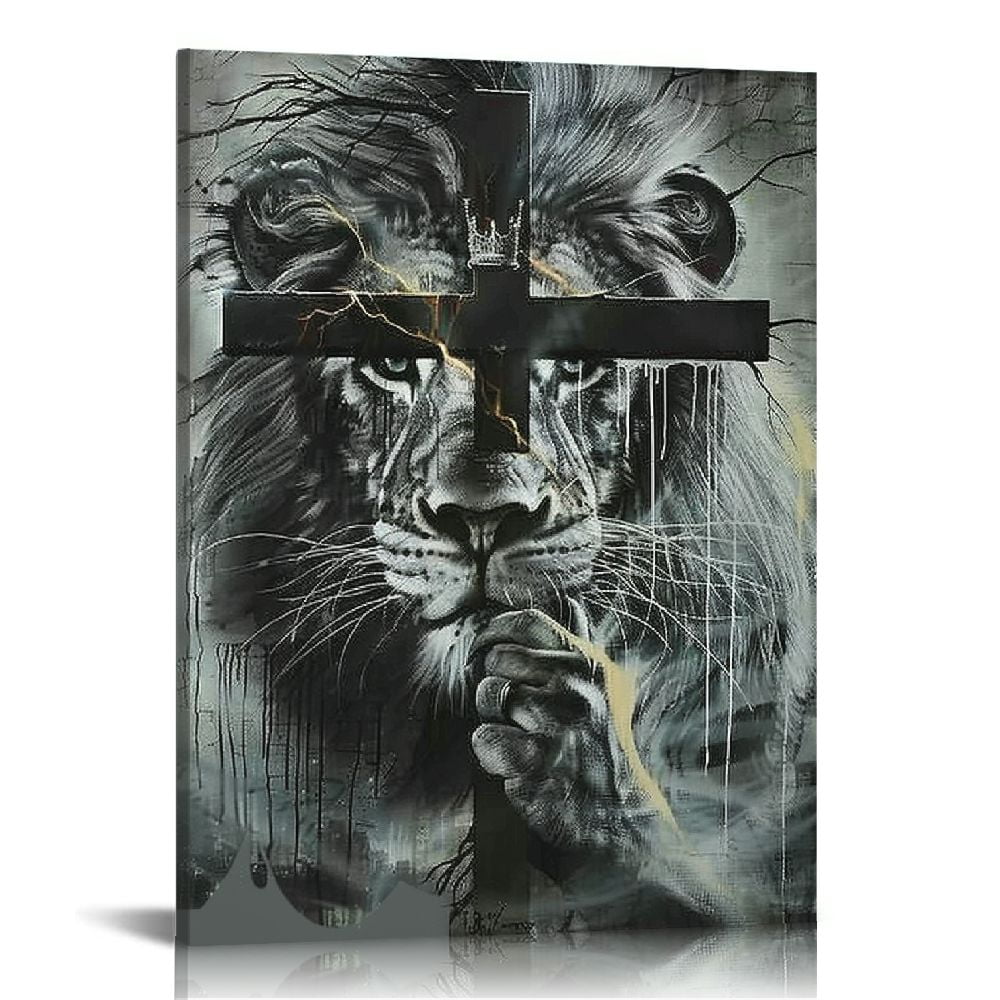 Nawypu Jesus And Lion Wall Art To The Beautiful World Framed Canvas