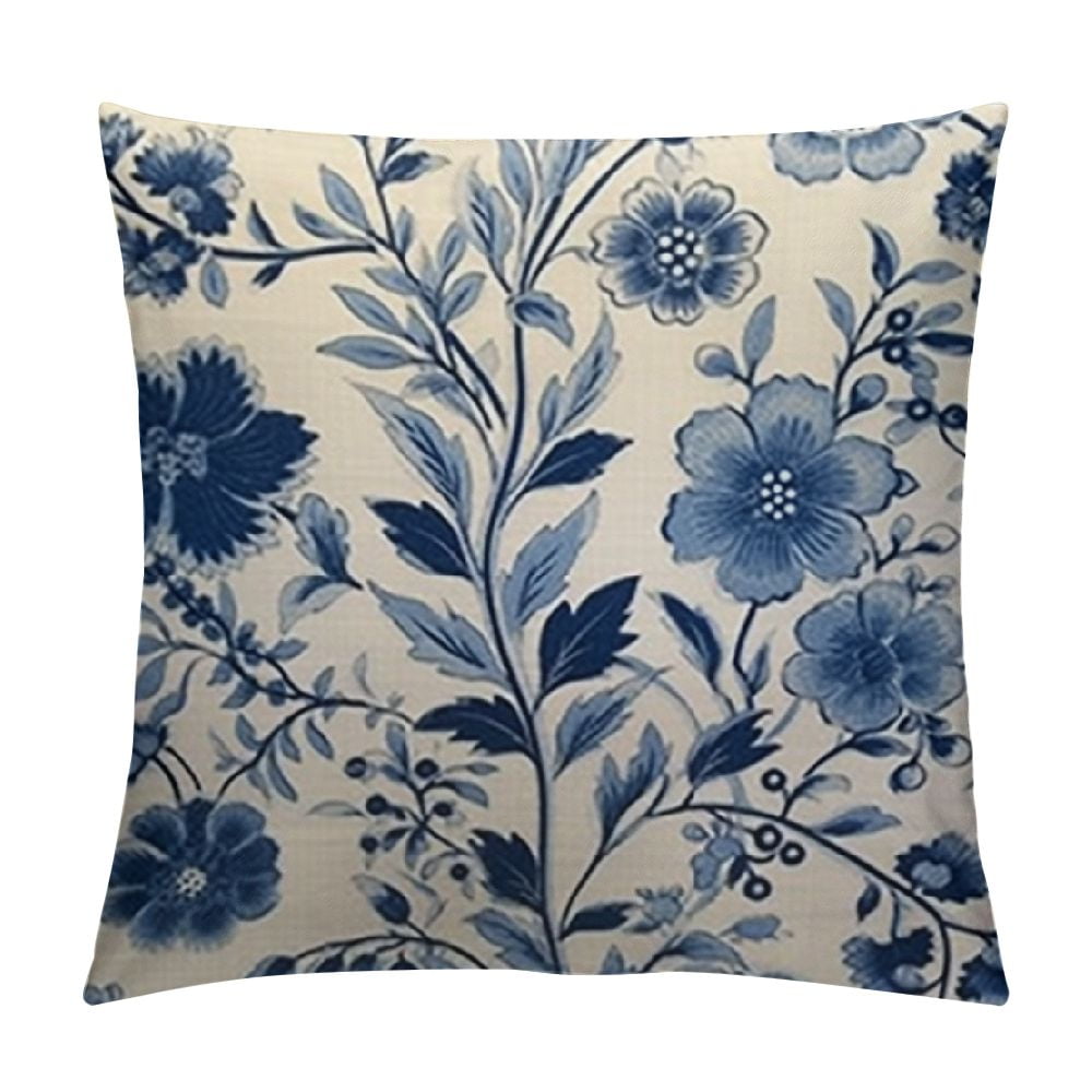 Nawypu Pillow Covers Chinoiserie Throw Pillow Cover Decorative Blue