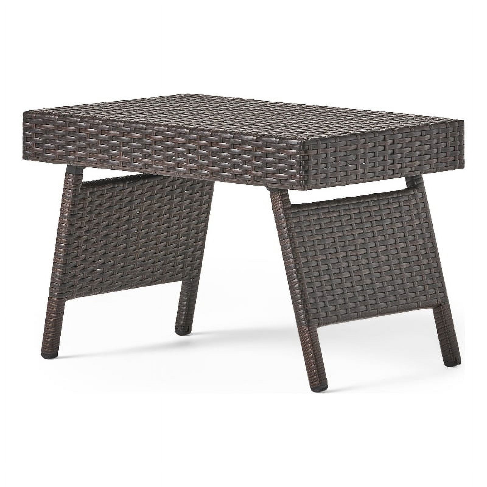 Noble House Salem Outdoor Wicker Rattan Adjustable Folding Table In