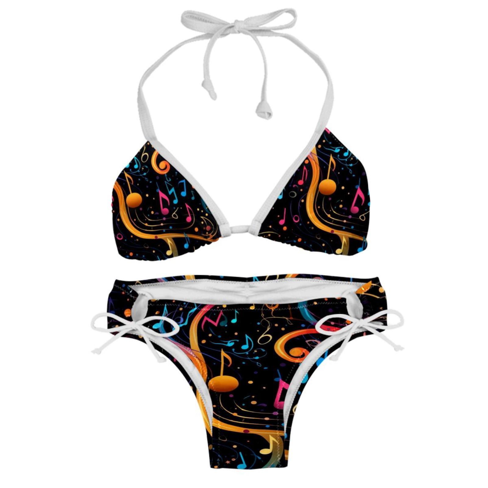 Note Detachable Sponge Adjustable Strap Bikini Set Two Pack Swimsuit