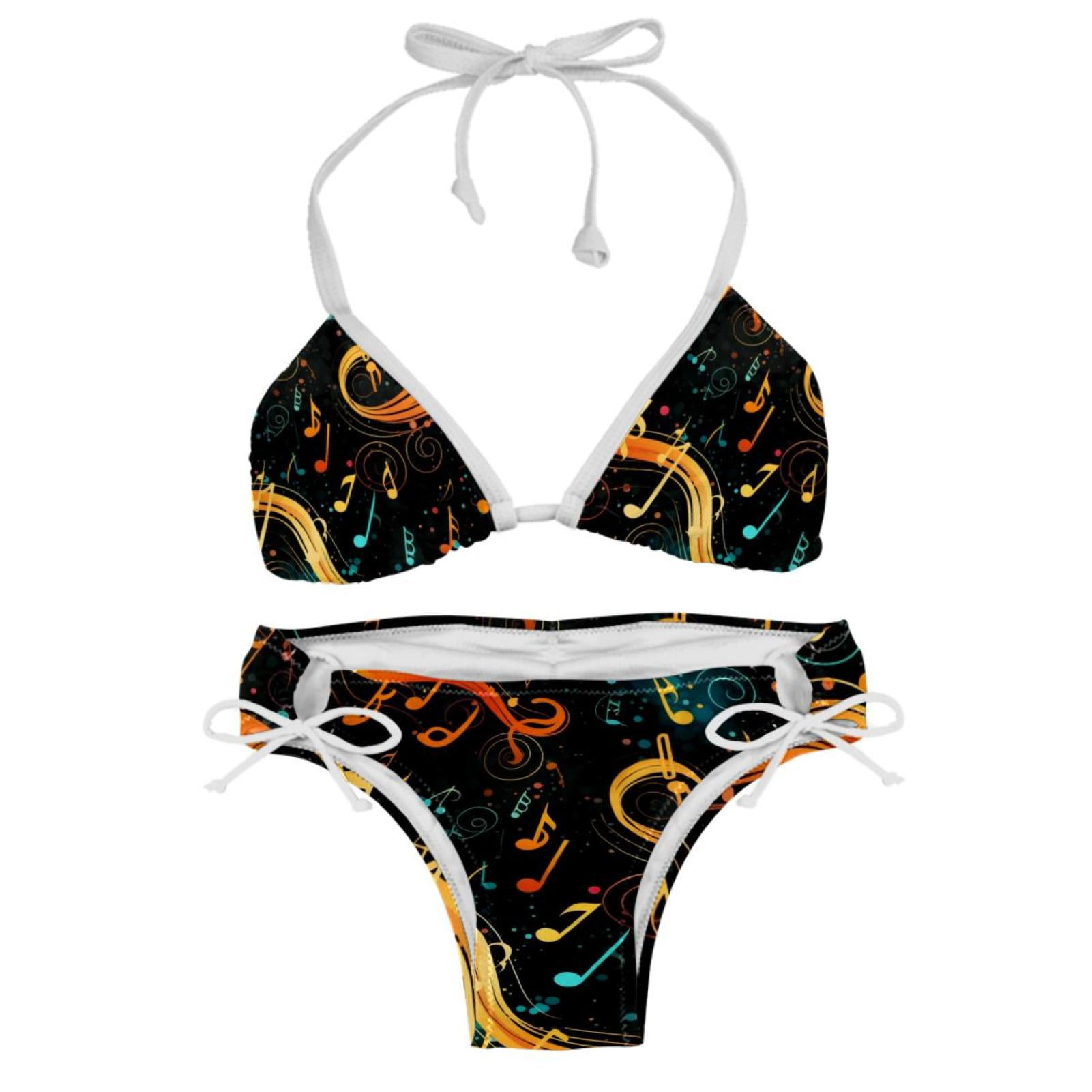 Note Detachable Sponge Adjustable Strap Bikini Set Two Pack Swimsuit