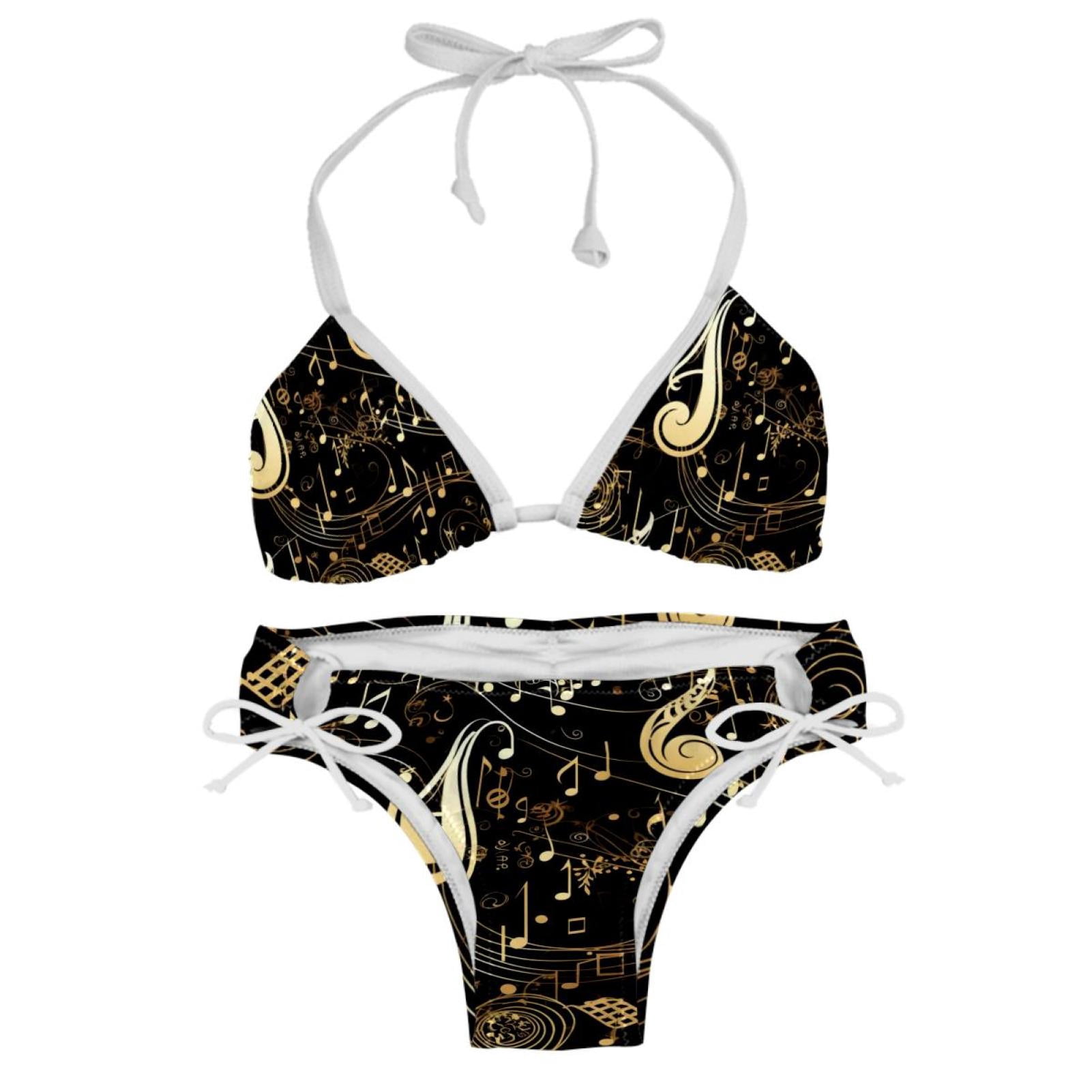 Note Detachable Sponge Adjustable Strap Two Pack Bikini Set Swimsuits