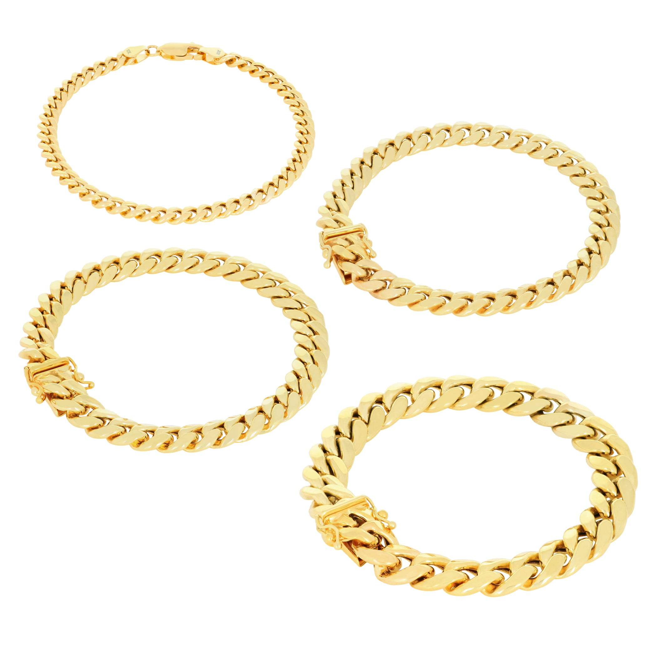 Nuragold K Yellow Gold Miami Cuban Link Chain Bracelet