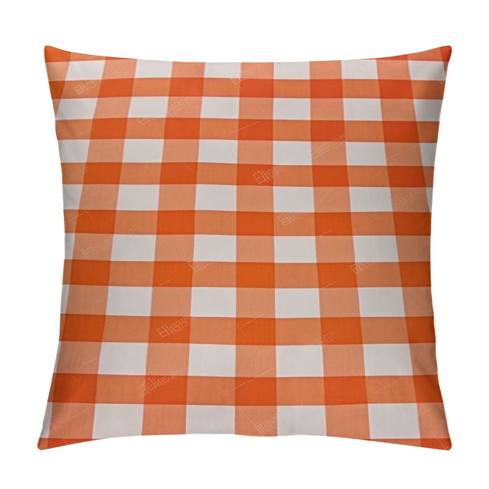 Onetech Orange White Buffalo Check Plaid Throw Pillow Covers Cushion