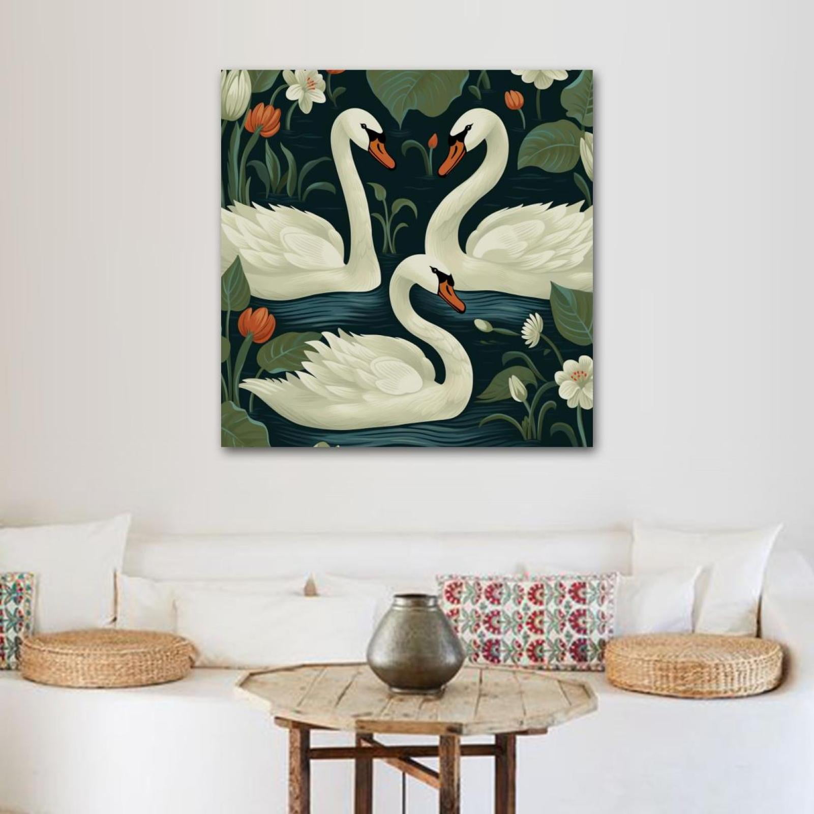 OWNTA Swan Pattern Canvas Wall Art Paintings For Living Room Canvas