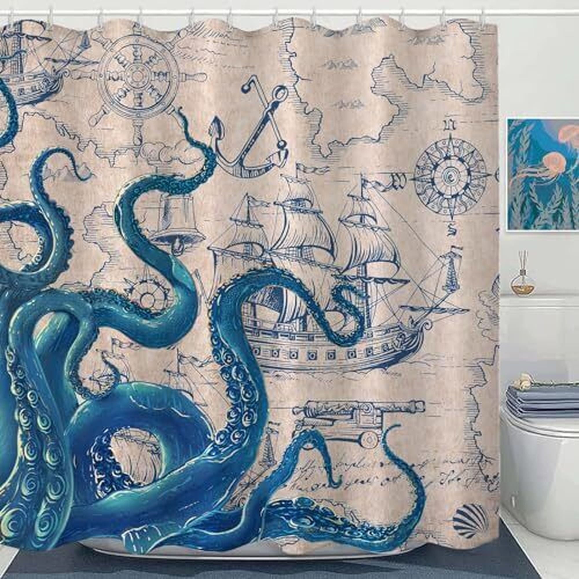 Oceanic Elegance Luxurious Maritime Shower Curtain Walmart