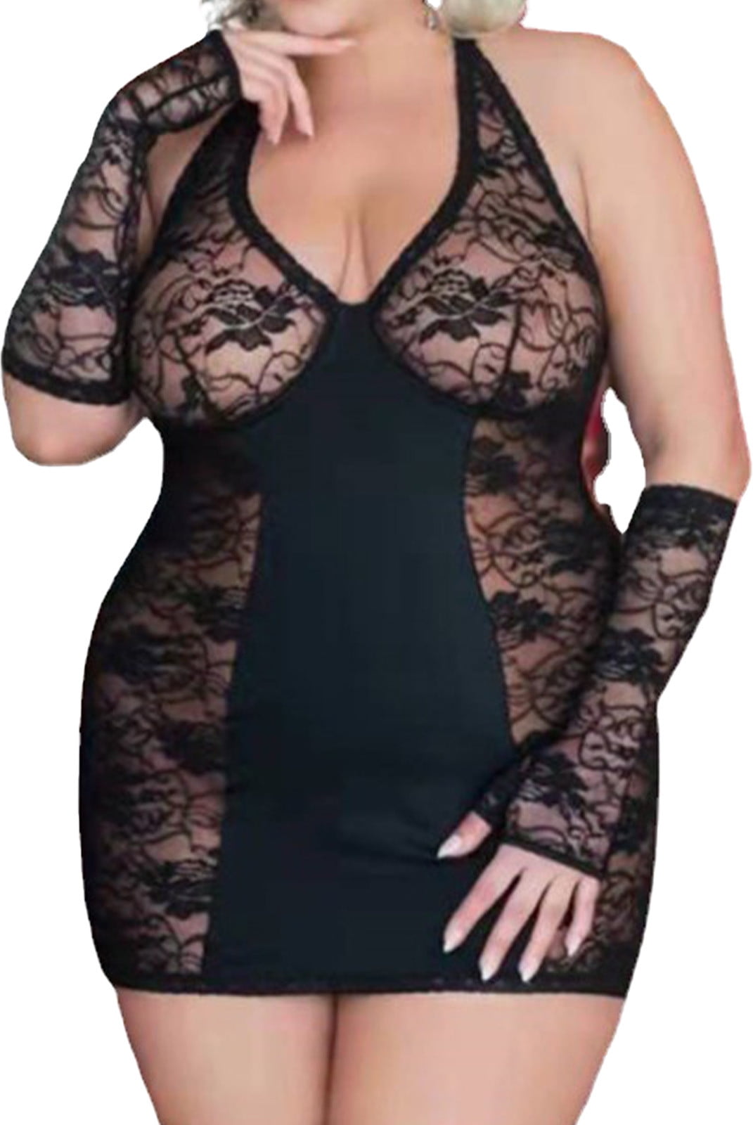 Odeerbi Women S Plus Size Lingerie Dress Set Valentine S Day