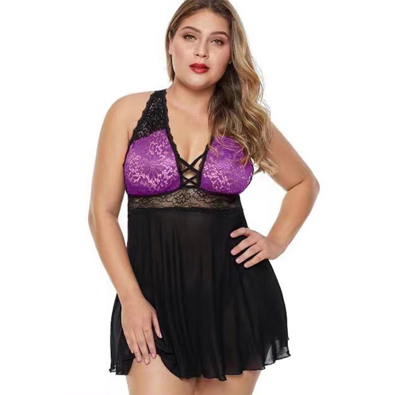 Odeerbi Women S Plus Size Lingerie Dress Set Valentine S Day Large