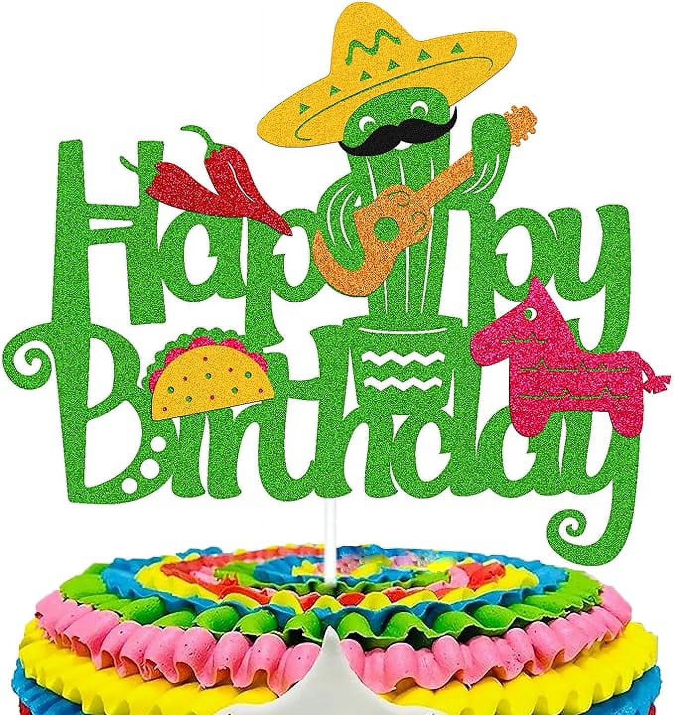 Ohiviaaa Fiesta Cake Topper Mexican Cactus Donkey Maraca Sombrero