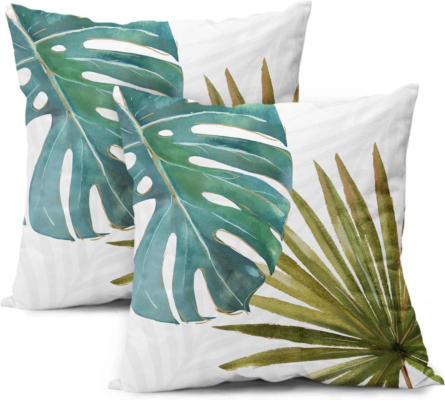 Olive Green Tropical Leaves Pillow Covers X Inch Monstera Banana