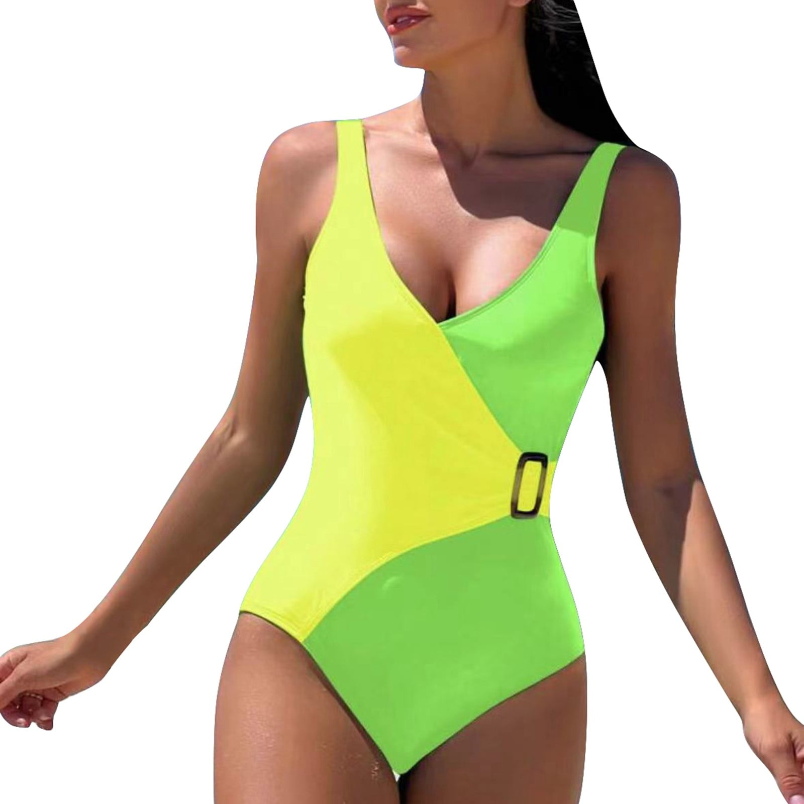 One Piece Swimsuit Women Sexy Halter Solid Color Bikini Swimsuit