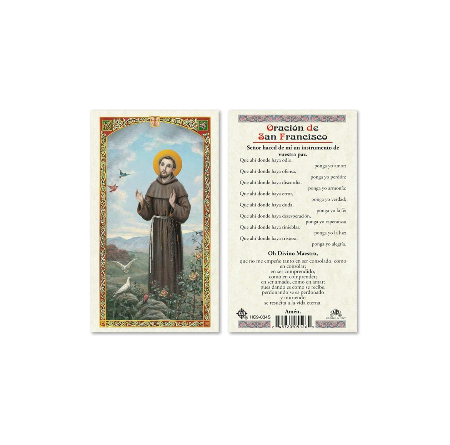 Oracion San Francisco De Asis Laminated Prayer Cards Pack Of In