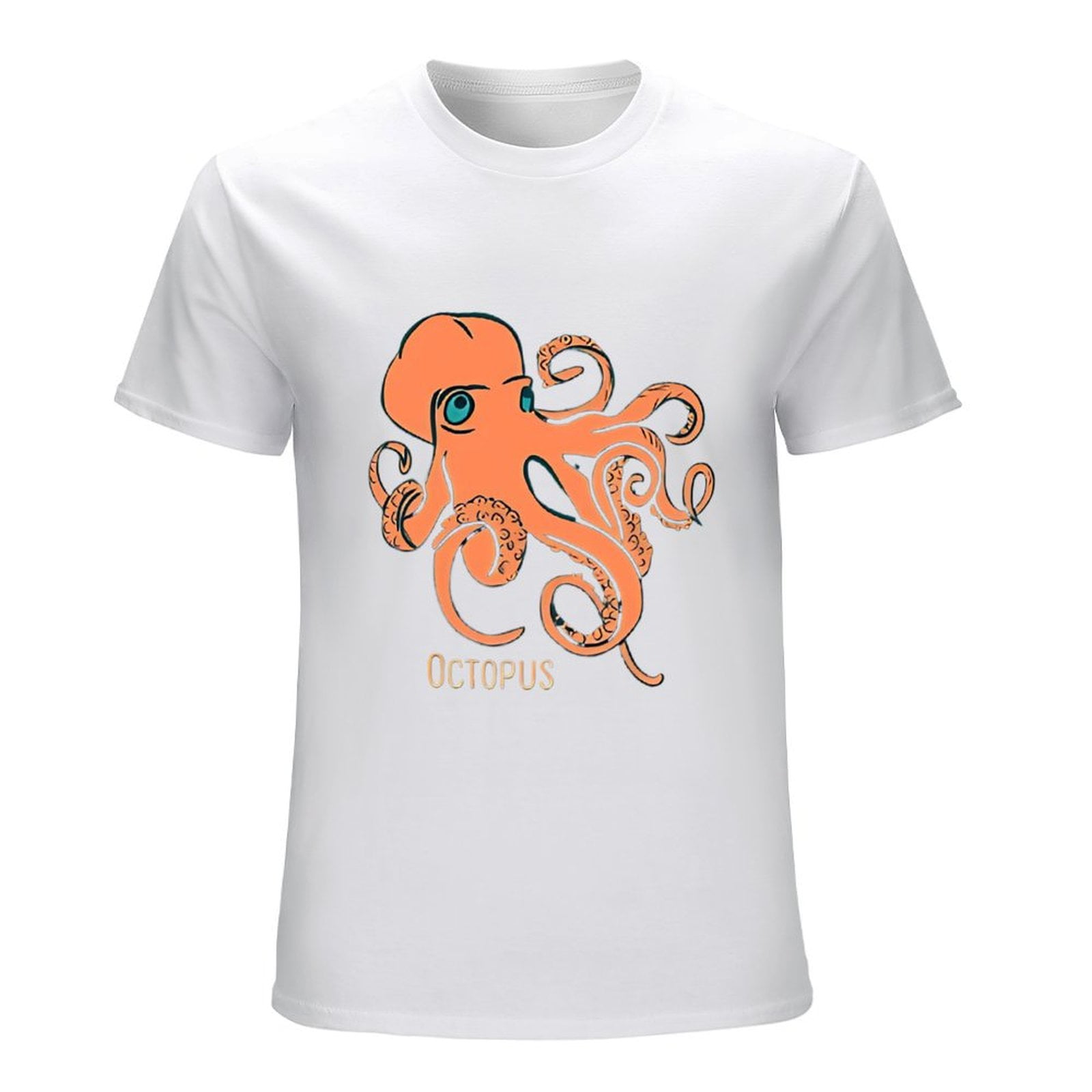 Orange Octopus Men S Tee Vibrant And Colorful Sea Creature Walmart