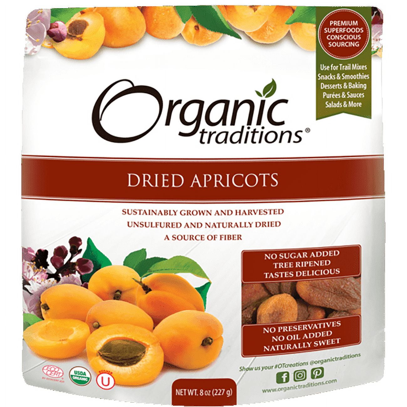 Organic Traditions Dried Apricots Oz Walmart