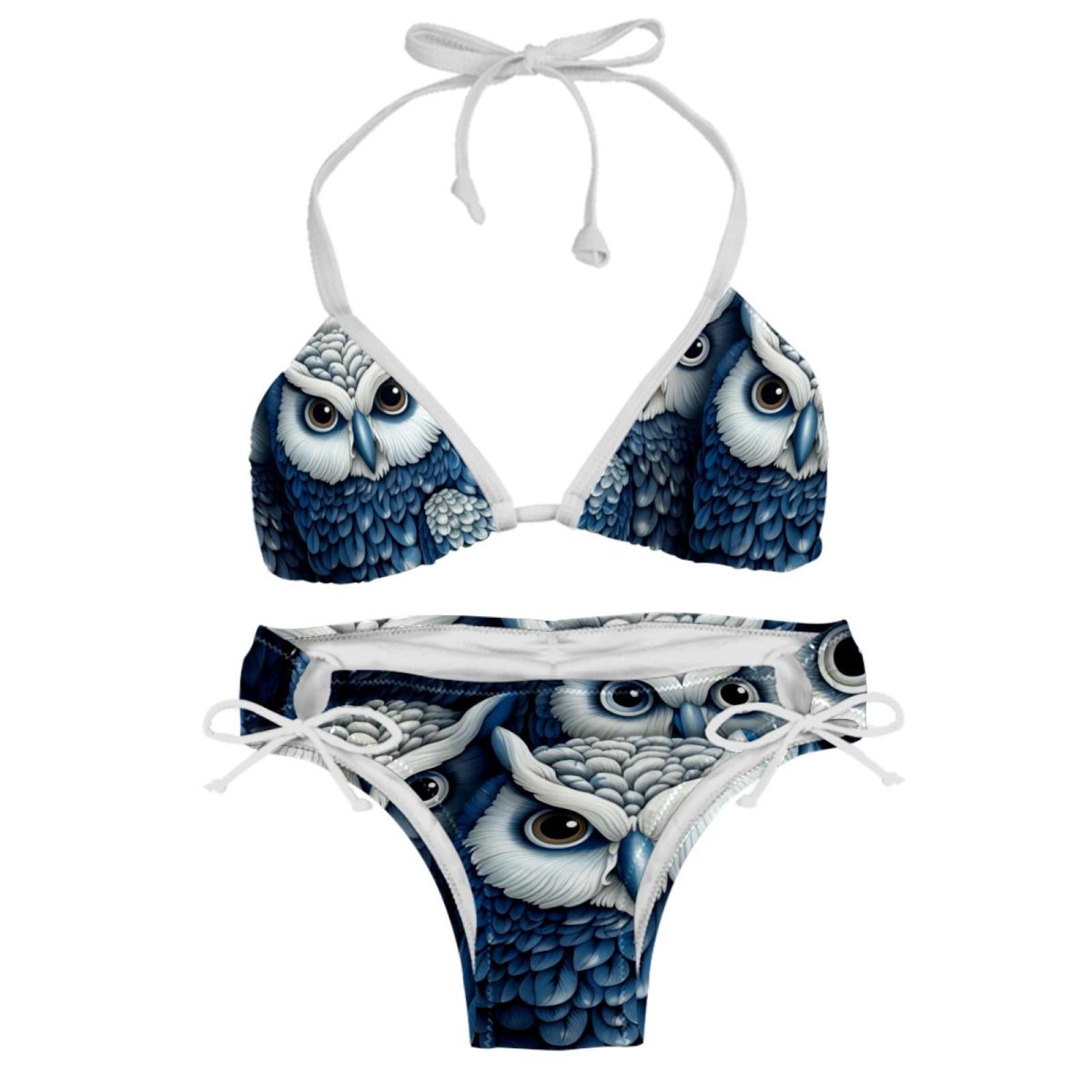 Owl Detachable Sponge Adjustable Strap Bikini Set Two Pack Swimsuit