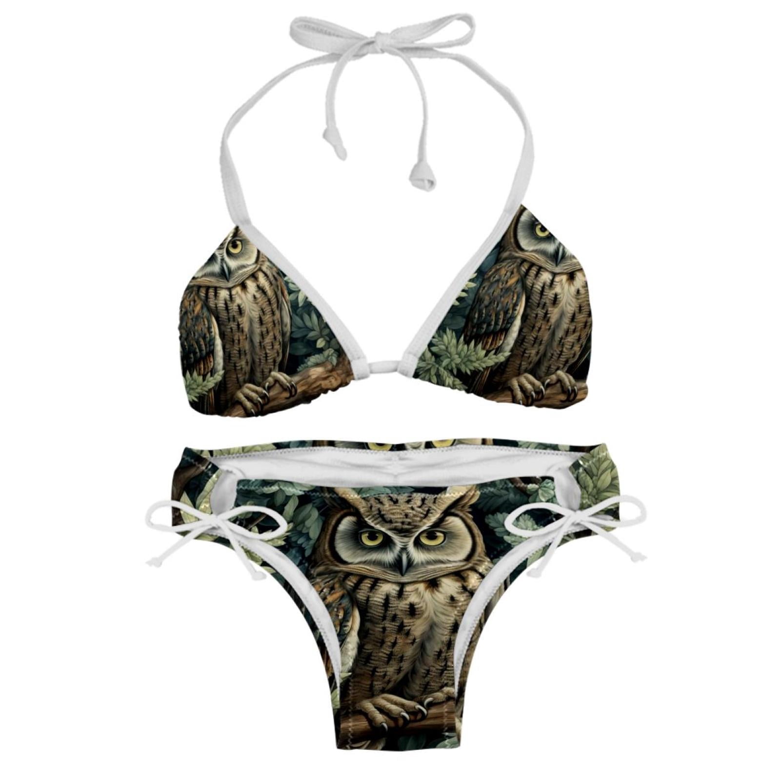 Owl Detachable Sponge Adjustable Strap Bikini Set Two Pack For Beach