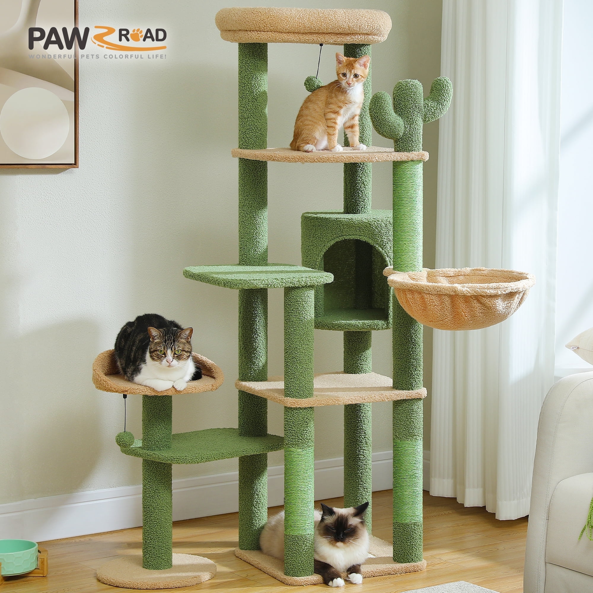 Pawz Road Cat Tree Cactus Cat Scratching Post Tower With Large