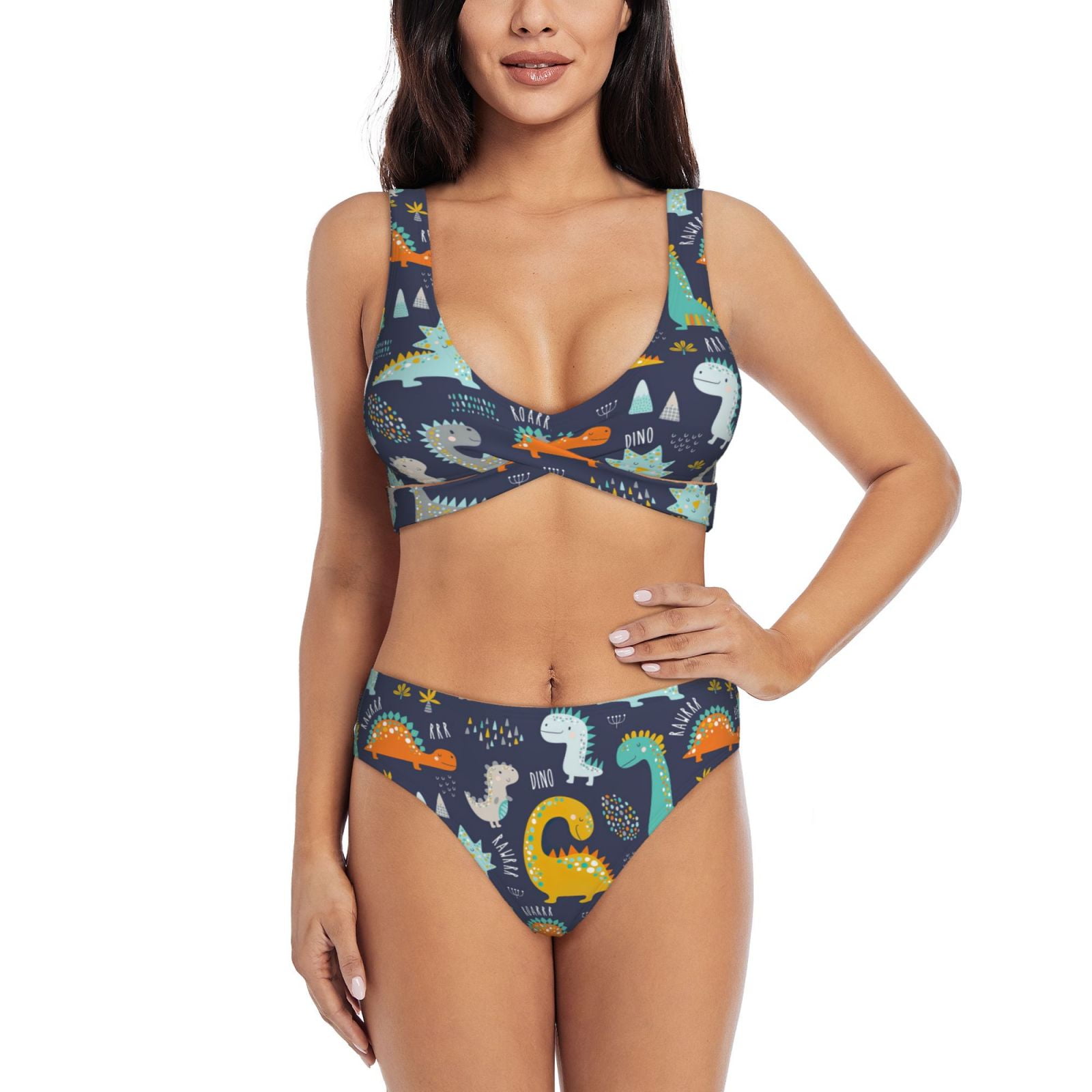 PAYOHTO Women S Cross Front Bikini Set With High Elasticity Soft