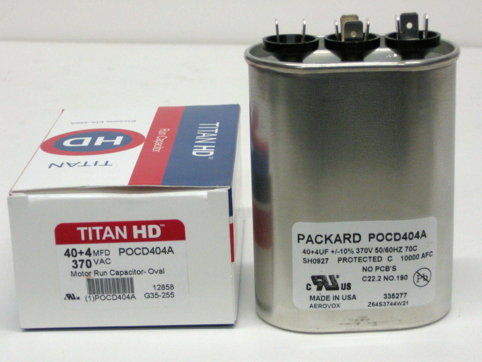 POCD404A Oval 40 4 Uf Mfd 370 Volts Motor Run Dual Capacitor AMERICAN