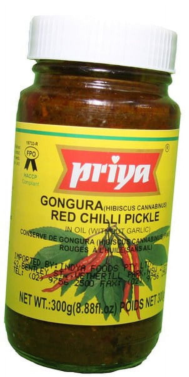 Priya Gongura Red Chilli Pickle With Garlic 300 Gm 10 58 Oz