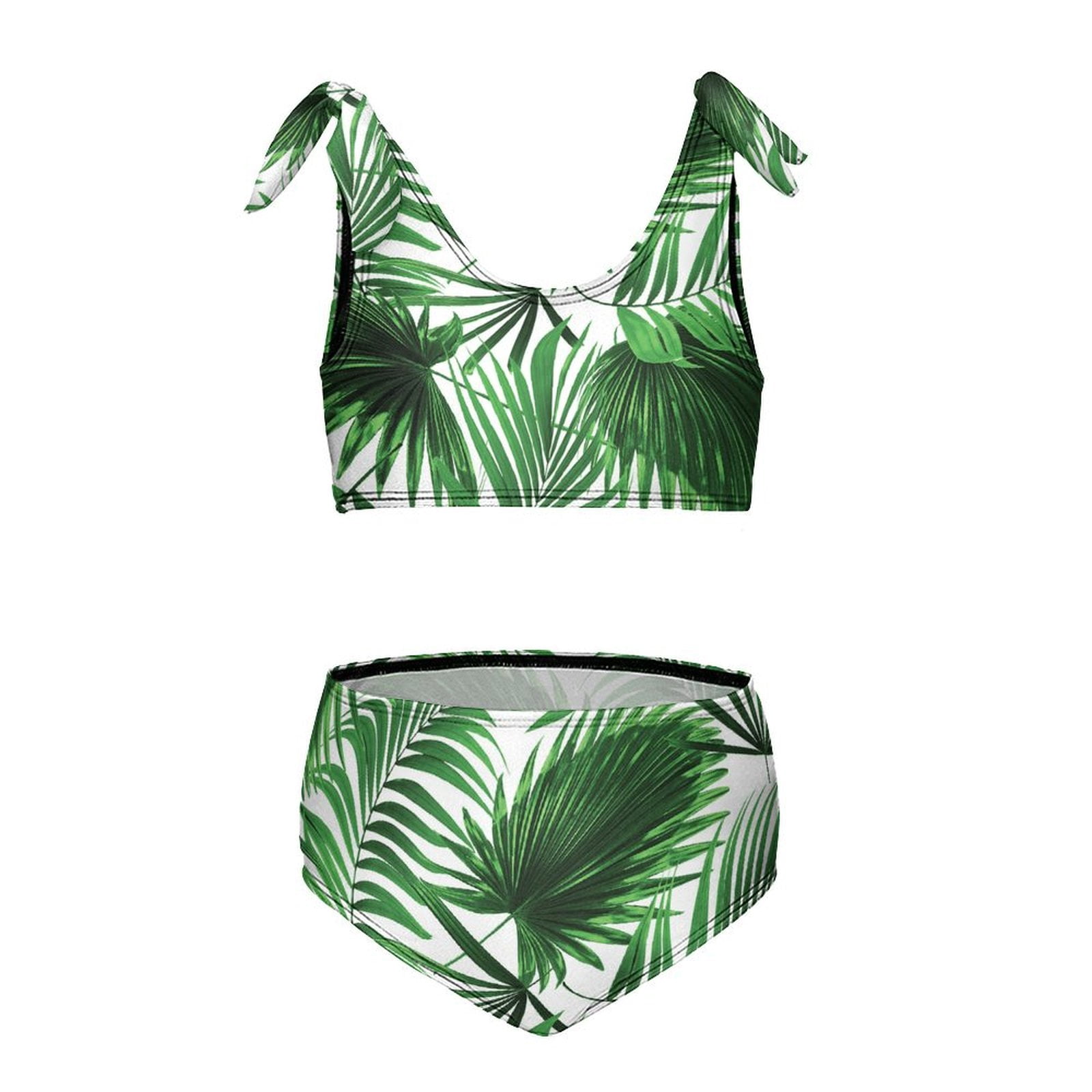 Palm Leaf Realistic Vivid Leaves Of Palm Tree Girl S 2 Piece Bikini Set