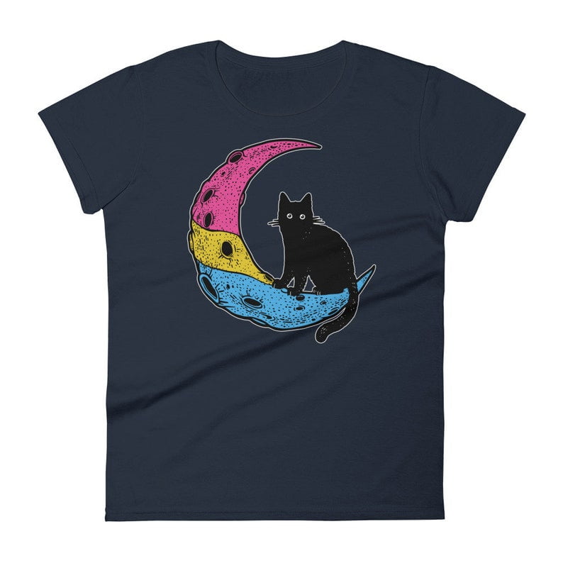 Pansexual Pride Shirt Pan Pride Flag Gift Subtle Space Moon Cat Gay Pride Tee Walmart