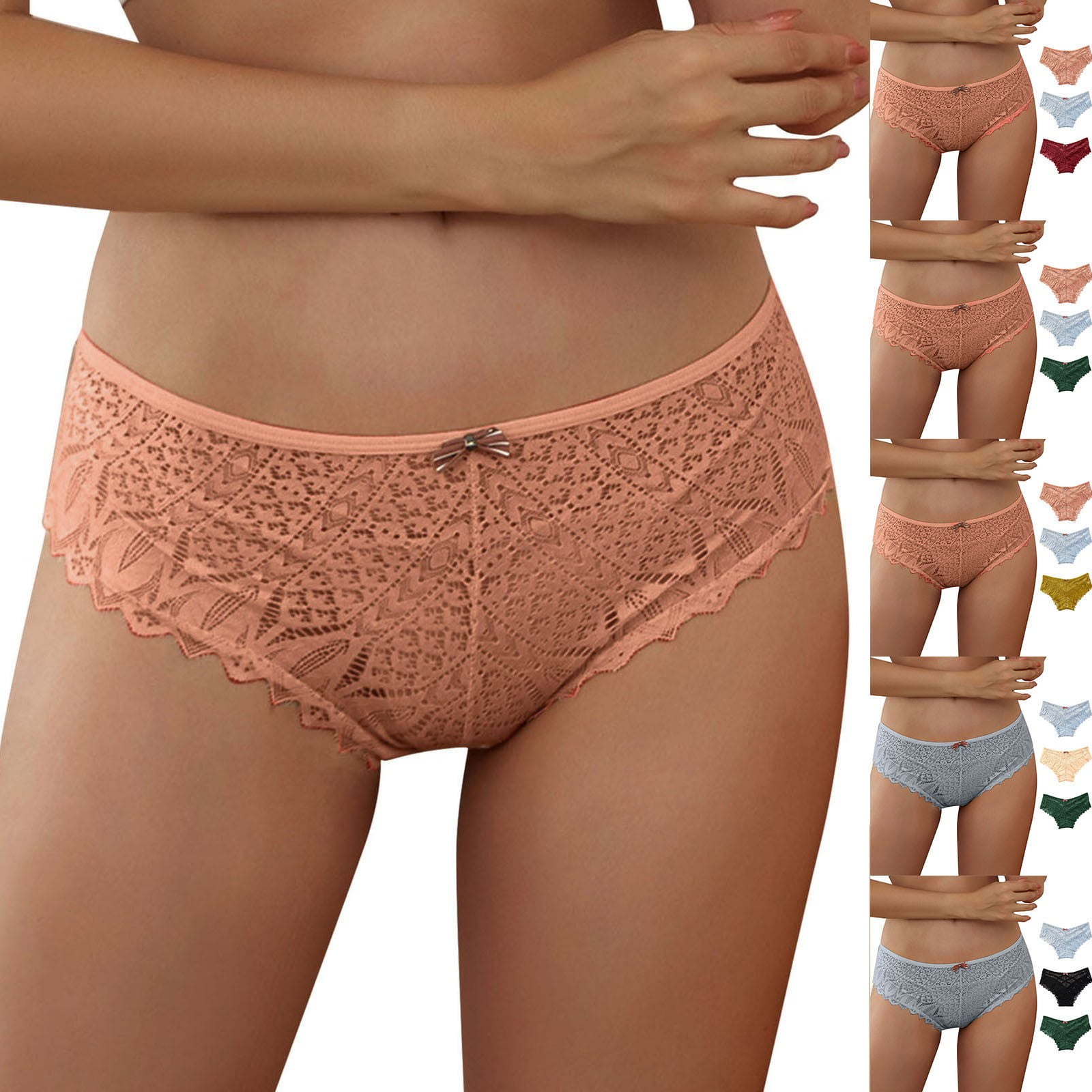 Panties For Women Thong Breathable Crochet Lace Up Hollow Out Underwear